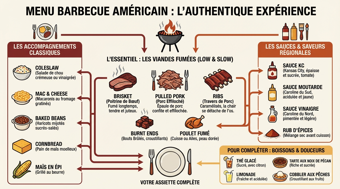 menu barbecue américain - infographie