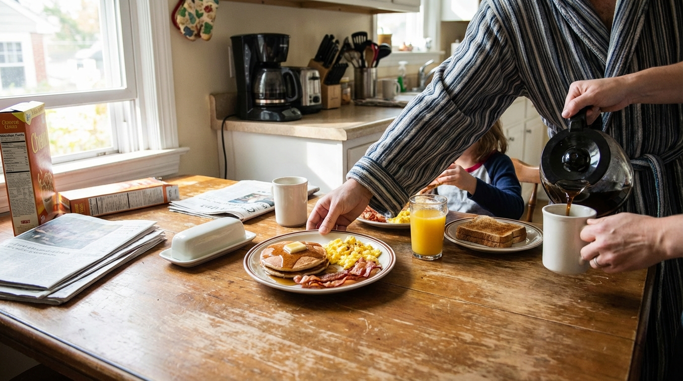 petit-déjeuner américain en situation réelle