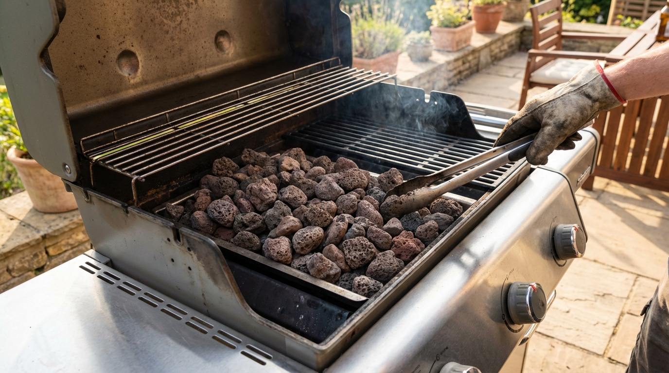 quantité pierre de lave barbecue gaz en situation réelle