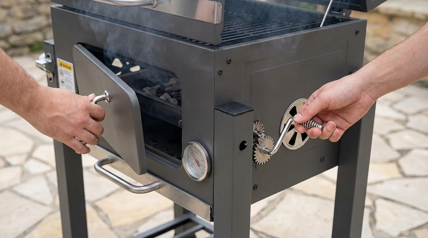 TLSUNNY Barbecue Charbon-XL-1 en cours d'utilisation - Démonstration pratique