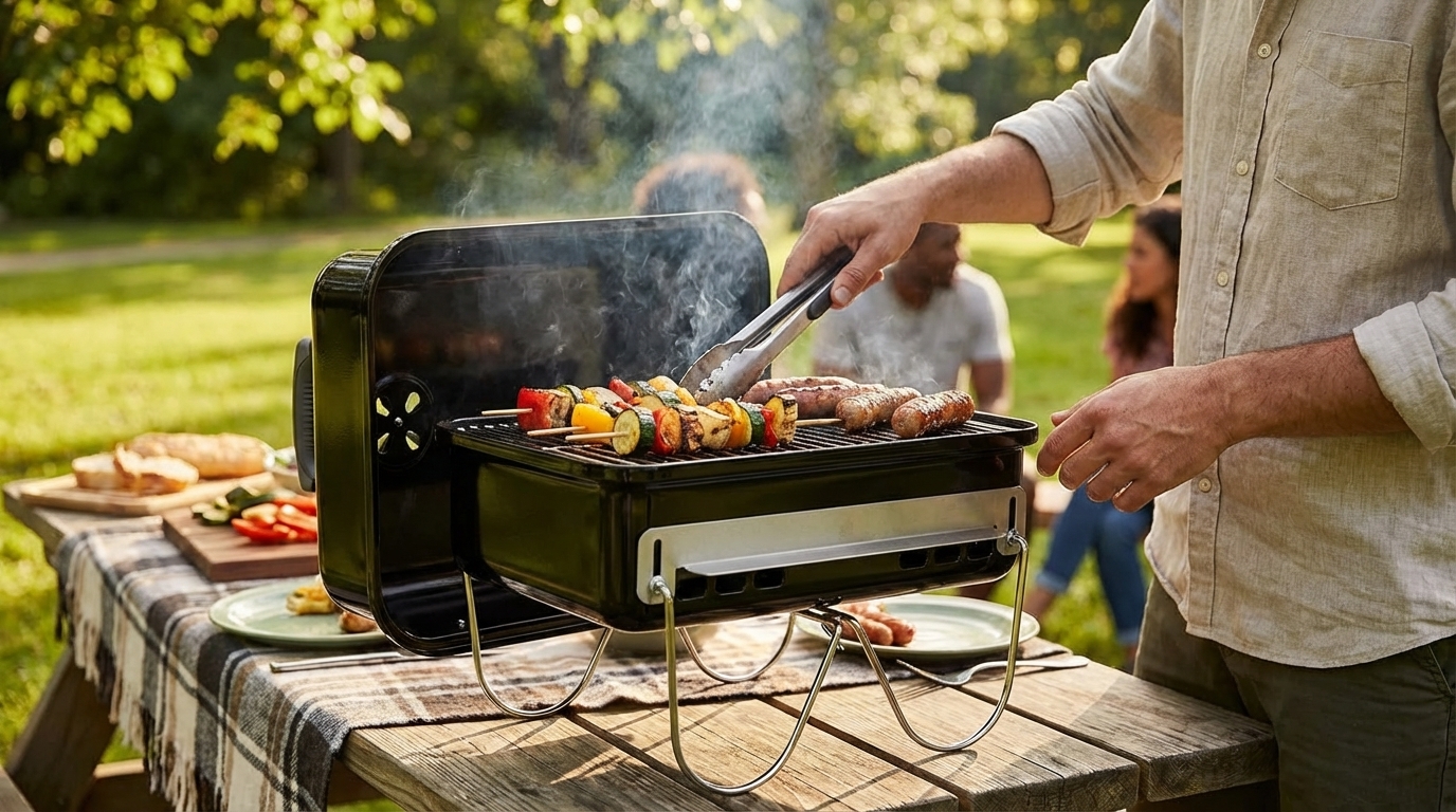 Weber Barbecue à Charbon Go‑Anywher en cours d'utilisation - Démonstration pratique
