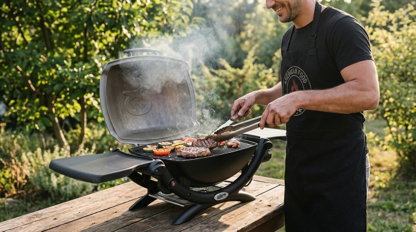 Weber Barbecue électrique Q 1400 en cours d'utilisation - Démonstration pratique