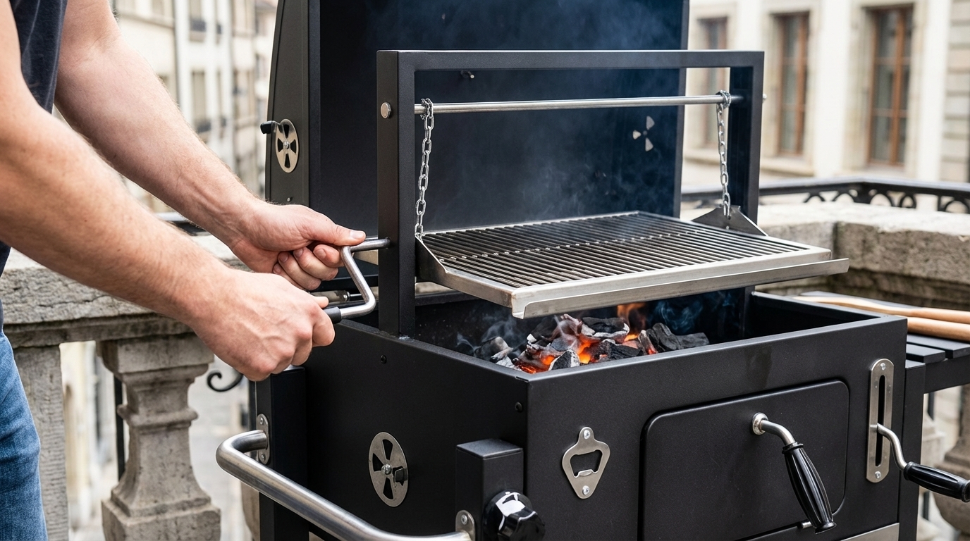Wiltec Chariot Barbecue à Charbon en cours d'utilisation - Démonstration pratique