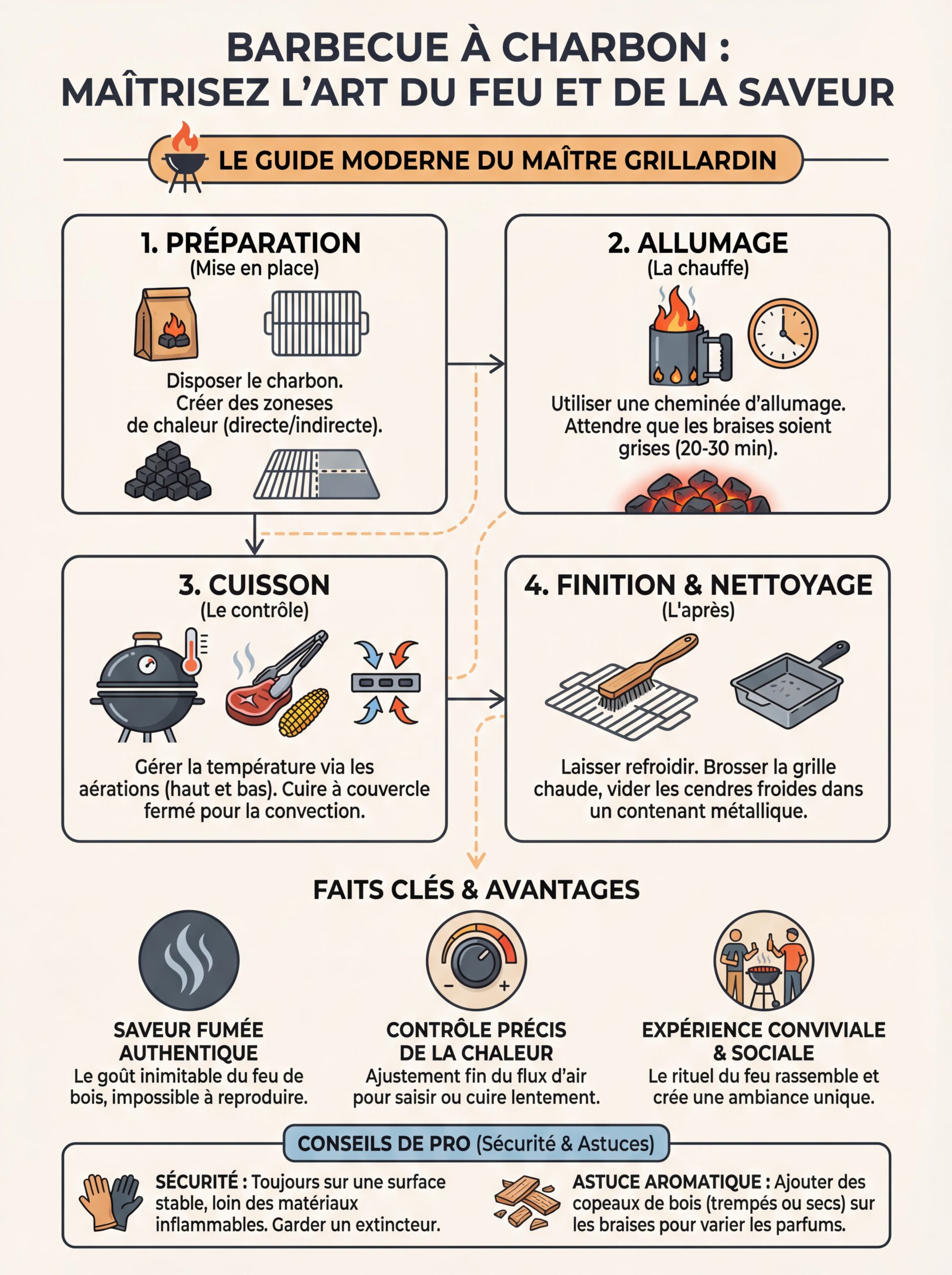 Infographie barbecue à charbon