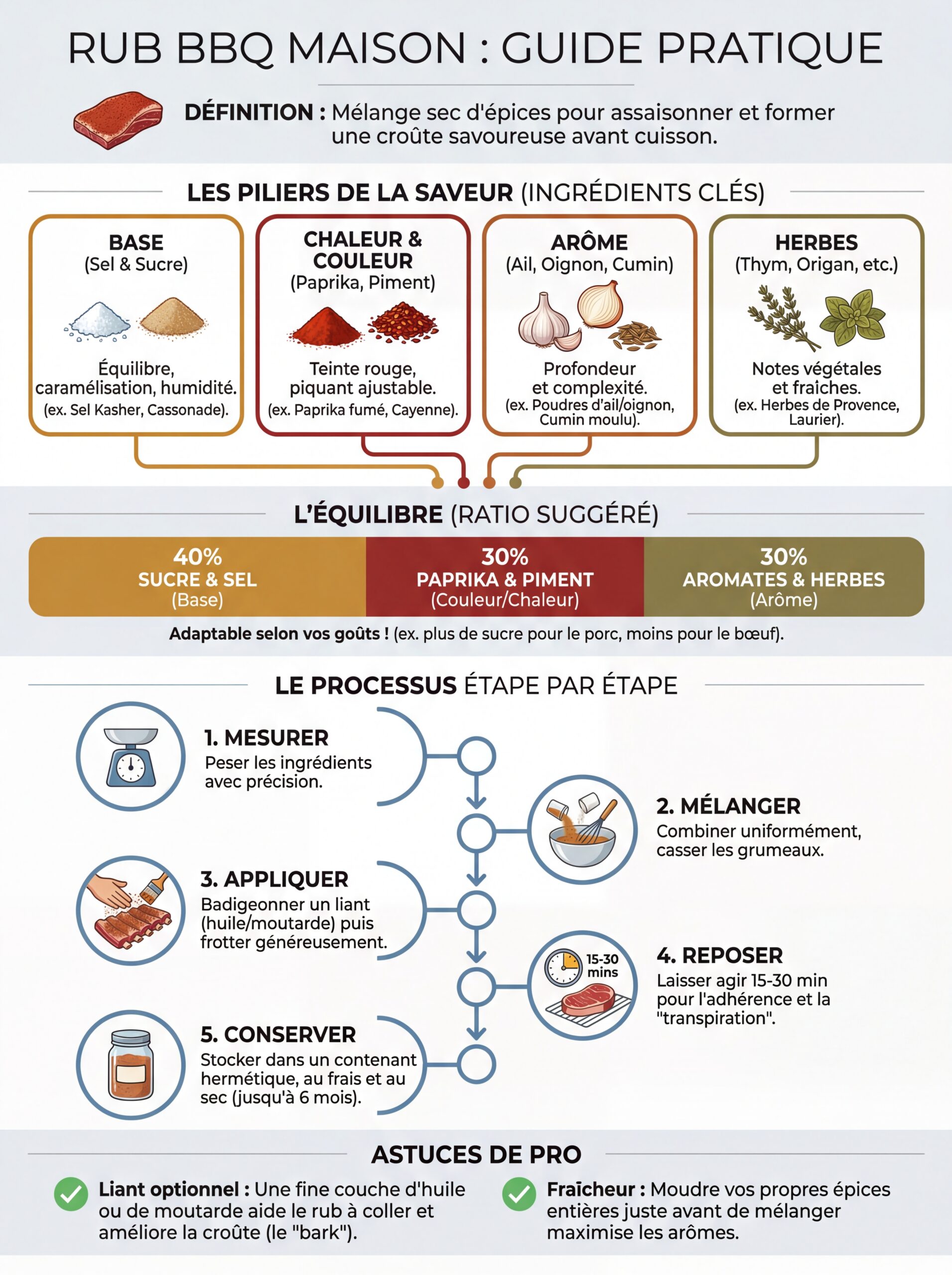 Infographie rub bbq maison