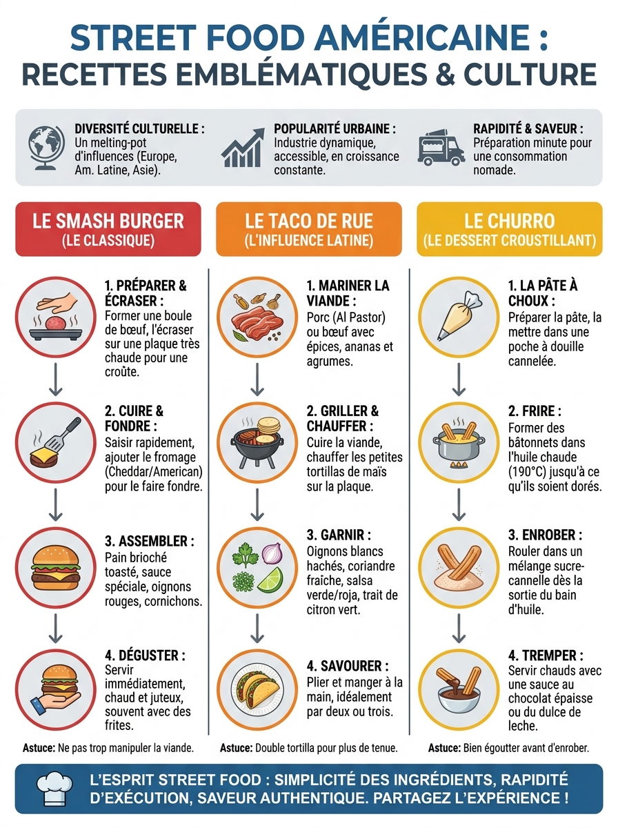 Infographie street food américaine recettes