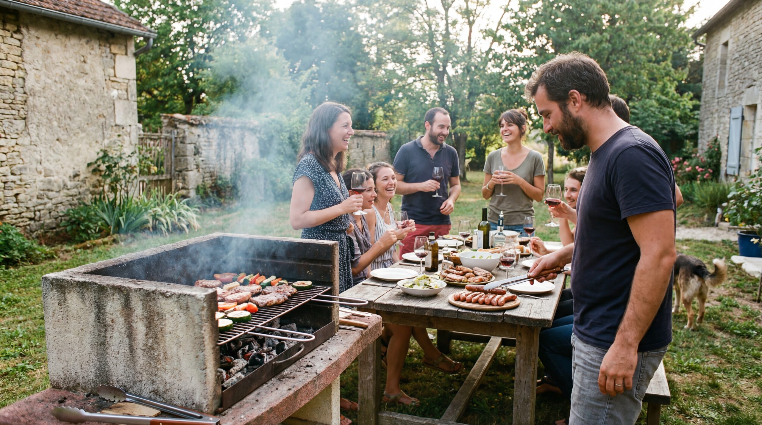 barbecue à charbon en situation réelle